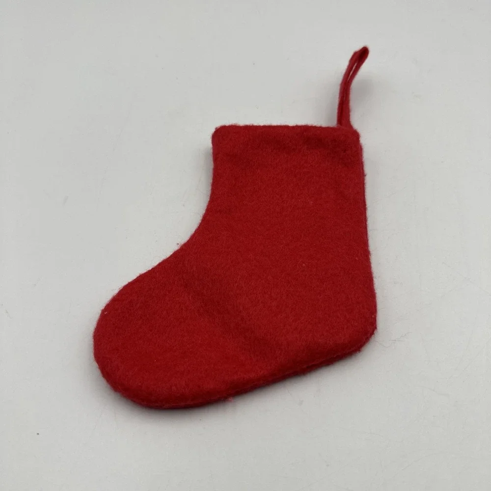 Vtg Style Red‎ Christmas stocking Small Santa Reindeer House Cracker Barrel 5